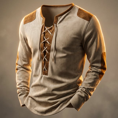 CAMICIA HENLEY IN PELLE SCAMOSCIATA