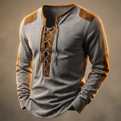 CAMICIA HENLEY IN PELLE SCAMOSCIATA
