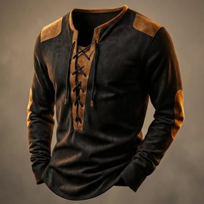 CAMICIA HENLEY IN PELLE SCAMOSCIATA